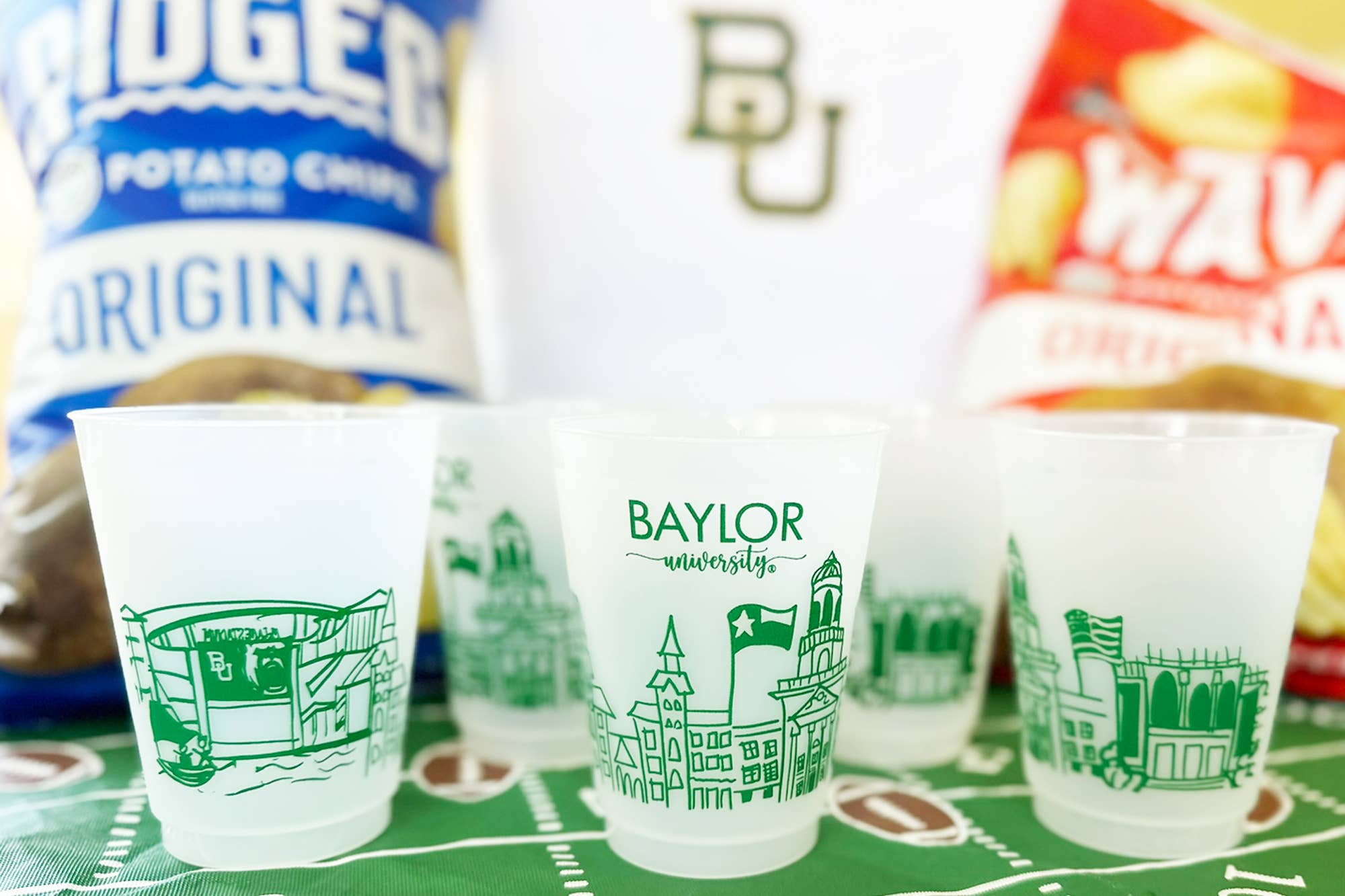 Two Funny Girls - Vente Gobelets jetables - Lot de 10 gobelets incassables {Baylor University Skyline-Waco}1