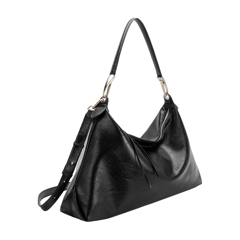 Melie Bianco – wholesale Tote bag – Women's – Charlie Black Recycled Vegan Shoulder Bag1