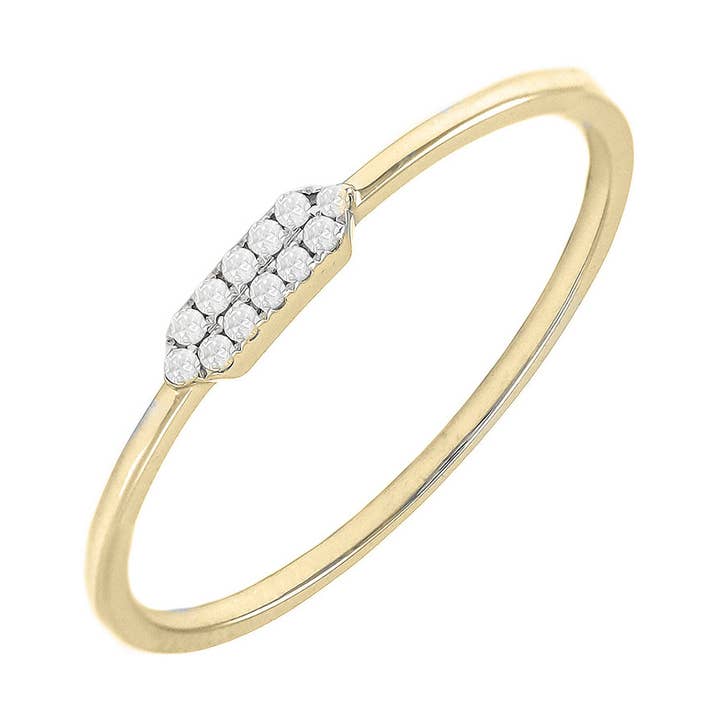 Anillo pequeño de diamantes con detalle de una sola punta de oro de 14 k para venta al por mayor de LE Fine Jewelry