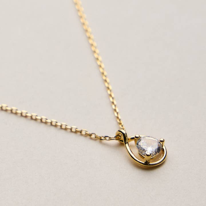 GD Gold Dipped Teardrop CZ Pendant Necklace for wholesale on Faire2