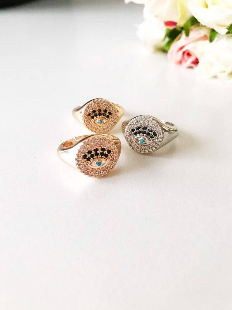 Evileyefavor - Wholesale Multi-Stone Ring - Adjustabe Evil Eye Ring Collection, Evil Eye Bead Ring, Hams3