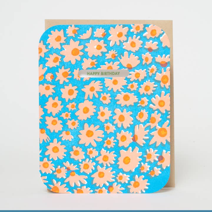 Egg Press Manufacturing - Wholesale Birthday Card - Birthday Daisy Patch Die-cut Letterpress Greeting Card by Egg Press0