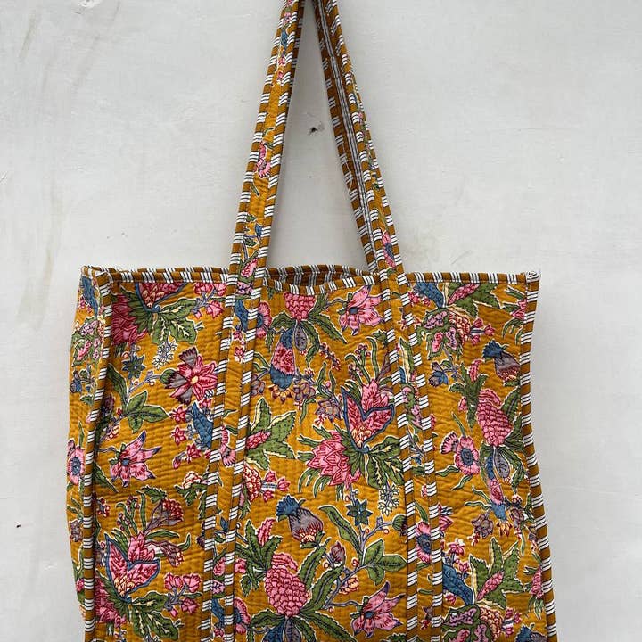 bhavnas boutique - Wholesale Grocery/Shopping Bag - Indian Cotton Quilted Jhola Bag Floral Printed Shopping Bags