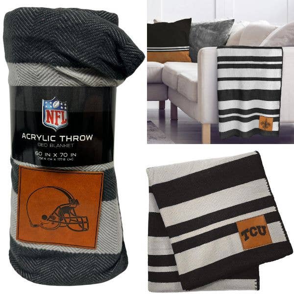 Cleveland Browns Blankets - 60"x70" Acrylic Stripe Throw for wholesale by St. Louis Wholesale LLC
