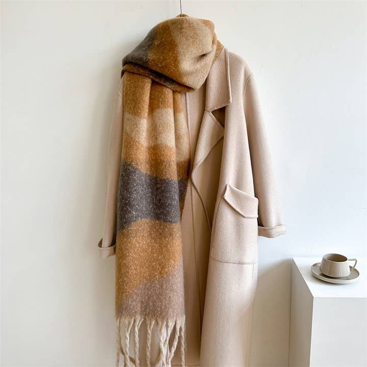ACCITY - Wholesale Scarf - Women's - Colorblock Winter Scarf - Thick Warm Unisex Wrap_CWASC09691