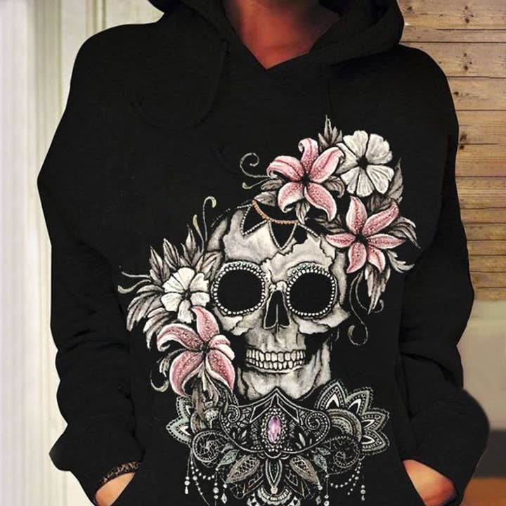 Sweat à capuche graphique tendance de style punk pour femmes pour la vente par Tourtiwi
