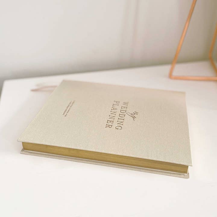 Blush And Gold – wholesale Planner – NEW - Ivory Cloth Wedding Planner Book with Gold Foil and Gi