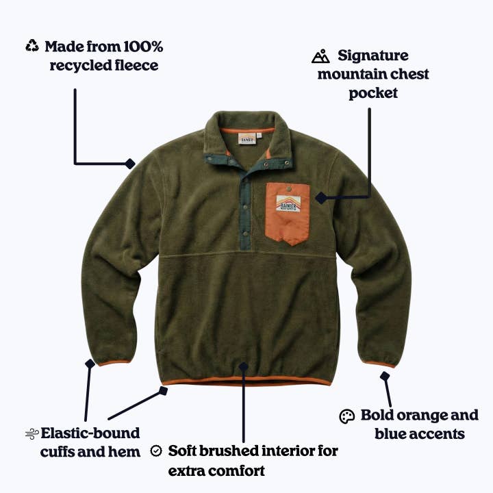 Veste polaire Turbo recyclée à enfiler - Vert forêt pour la vente par Rainier Watch Supply Co