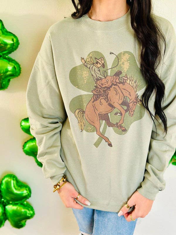 Dash Forward Wholesale – wholesale Sweatshirt med tryck - Dam – Four Leaf Clover Cowboy-tröja1