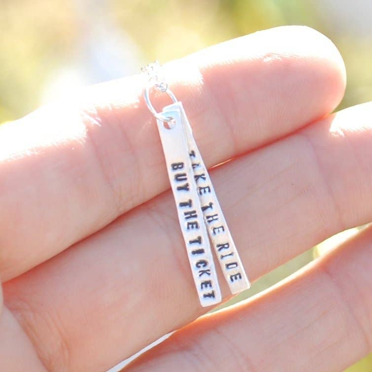 Chocolate and Steel - Wholesale Pendant/Charm Necklace - Buy the ticket, take the ride -Hunter S Thompson Quote5