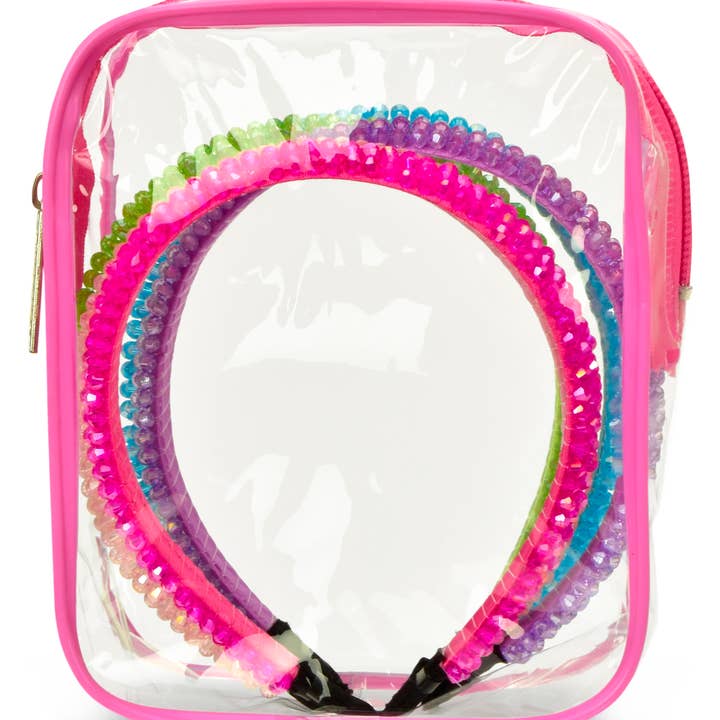 5 PACK RHINESTONE HEADBANDS IN REUSABLE POUCH for wholesale by Iscream