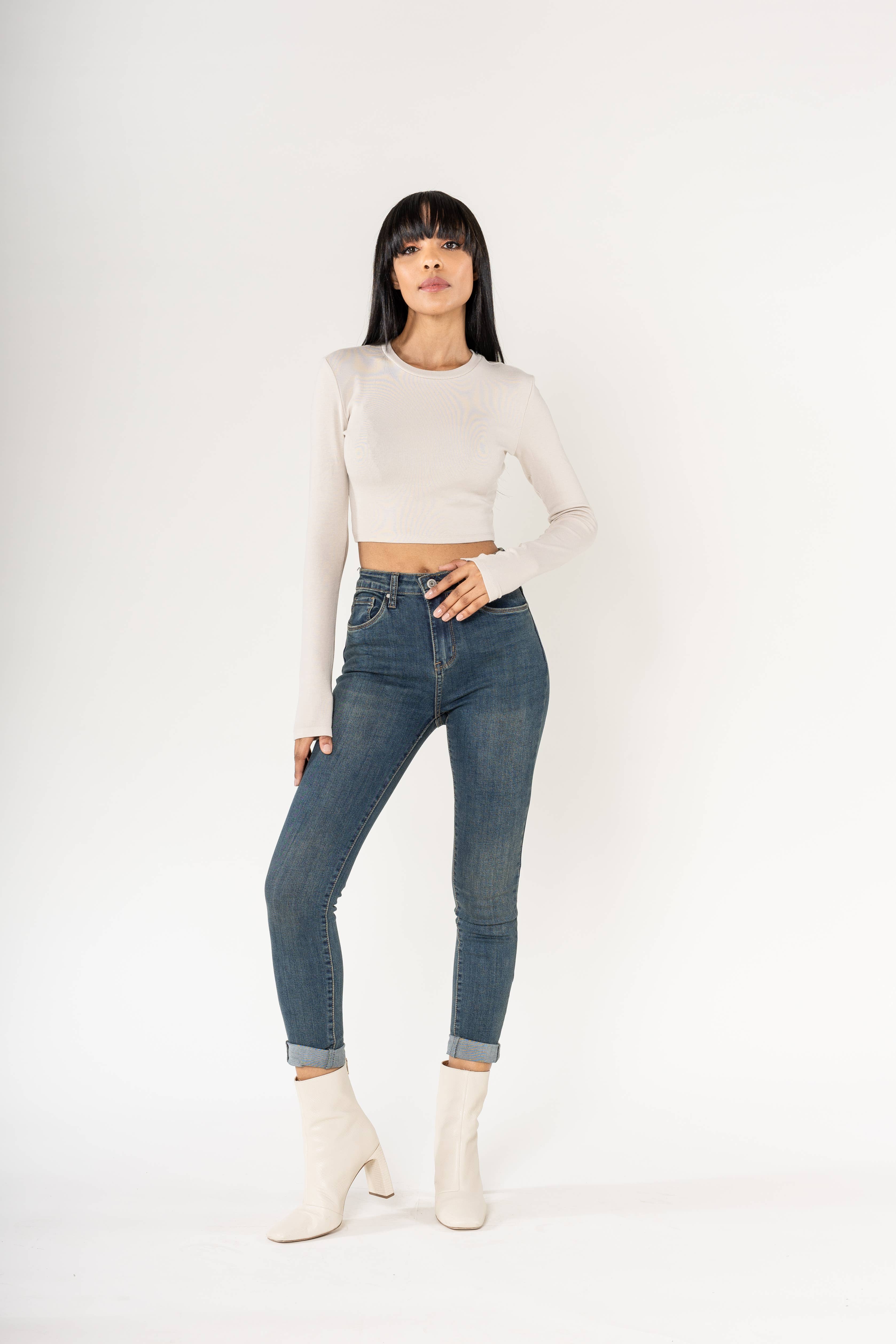 Nina Carter – Engroshandel Jeans - Dame – P078 stretch skinny bukser med høj talje45