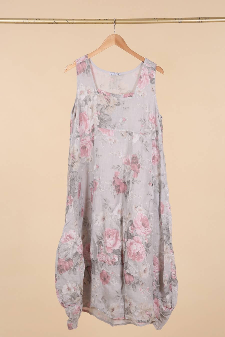 la maison des fibres naturelles - Wholesale Dress - Women's - sleeveless floral dress in 100% linen 622325