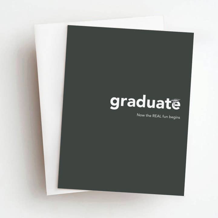 Skel & Co - Wholesale Graduation Card - Real Fun Begins Graduation Greeting Card