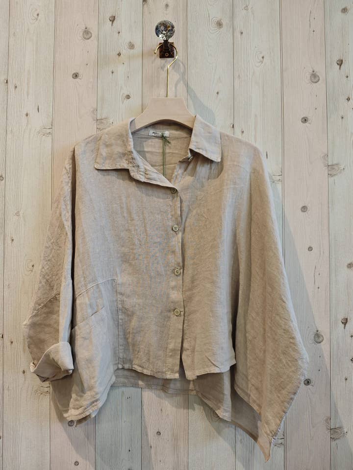 Linen & More - Wholesale Button Down Shirt - Women's - REF 14749 SHORT LINEN SHIRT 100%3