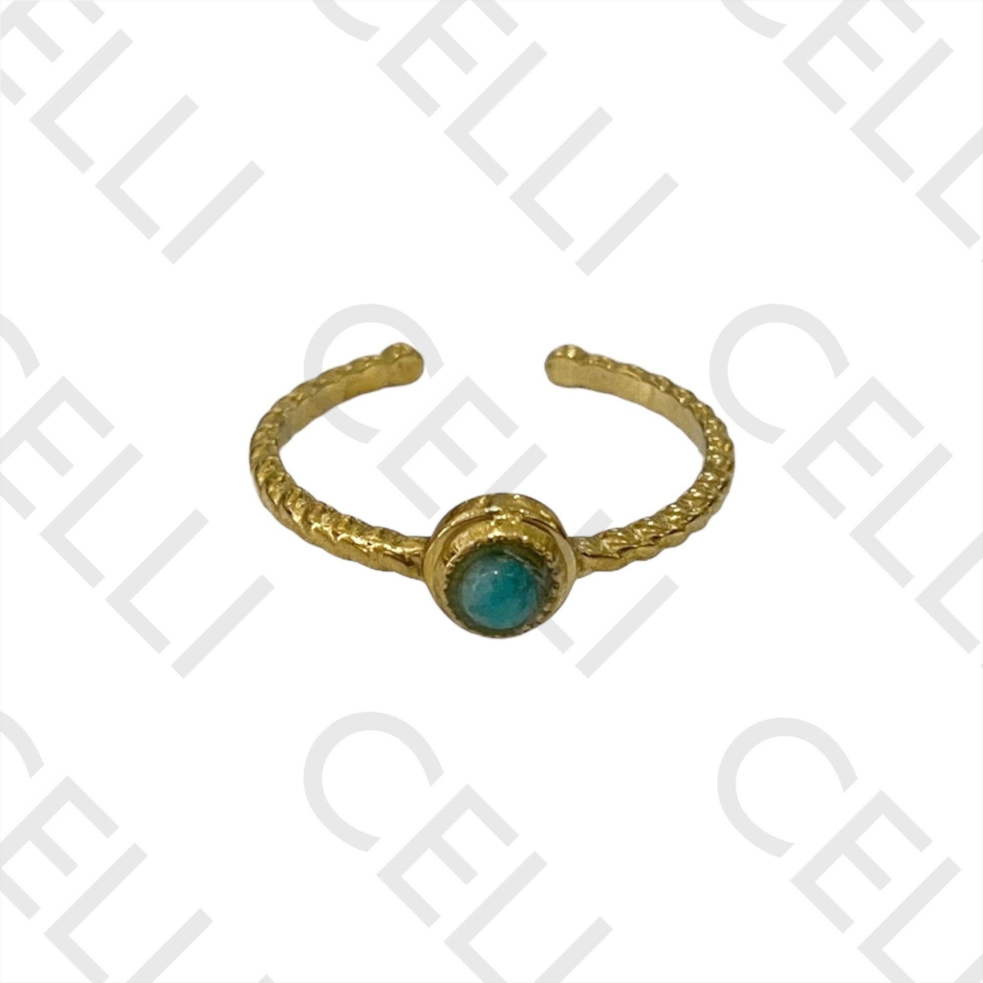 Celli Biju - Wholesale Band/Stacked Ring - Steel Ring - with natural stone1
