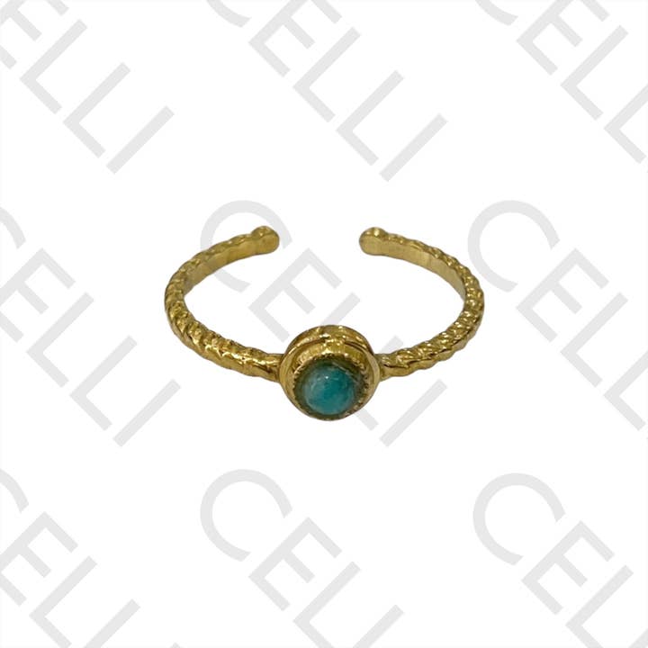 Celli Biju - Wholesale Band/Stacked Ring - Steel Ring - with natural stone1