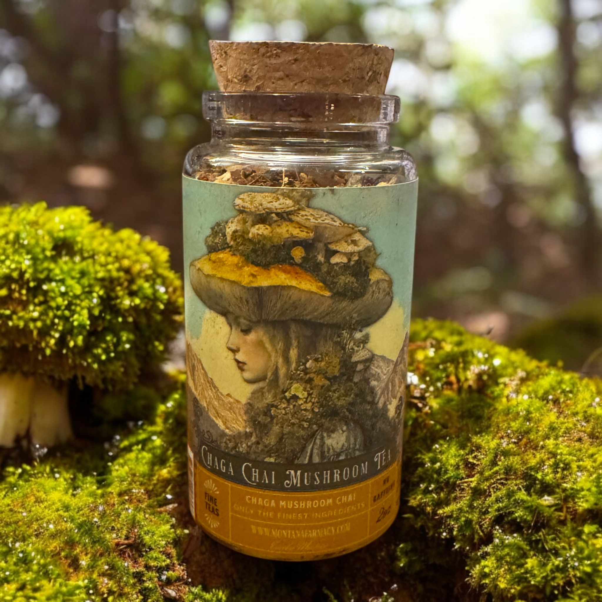 Montana Farmacy - Wholesale Loose Tea - Chaga Chai Mushroom antioxidant Tea Spice  in corked ap Jar1