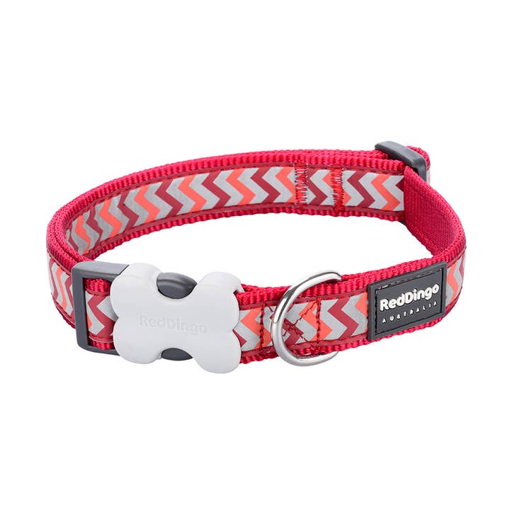 Bucklebone Dog Collar Reflective Ziggy Red for wholesale by Red Dingo Australia