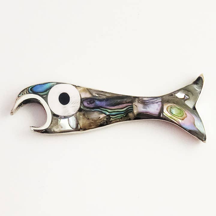 Abridor de Garrafas de Peixe Marinheiro de Mesa Azul Pacífico Abalone 3" por atacado de Costello International