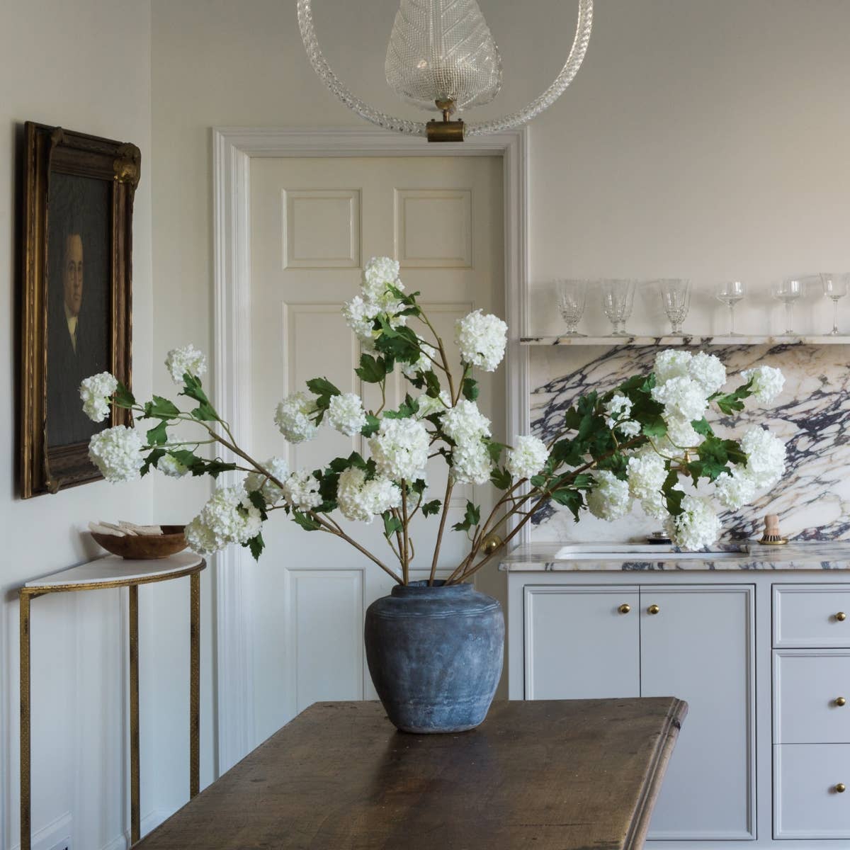 Afloral - Wholesale Artificial Flowers - Faux Snowball Hydrangea in Crisp White - 43.5"2