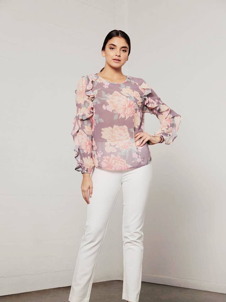 Utopia Mocha Flora Blouse for wholesale by SHILLATHELABEL