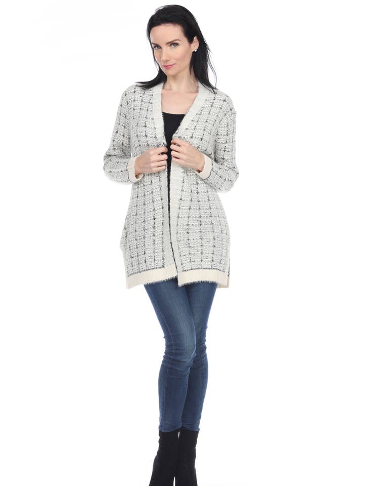 Cardigan in maglia aperto sul davanti KM20210 per la vendita all'ingrosso da parte di Rising International Inc