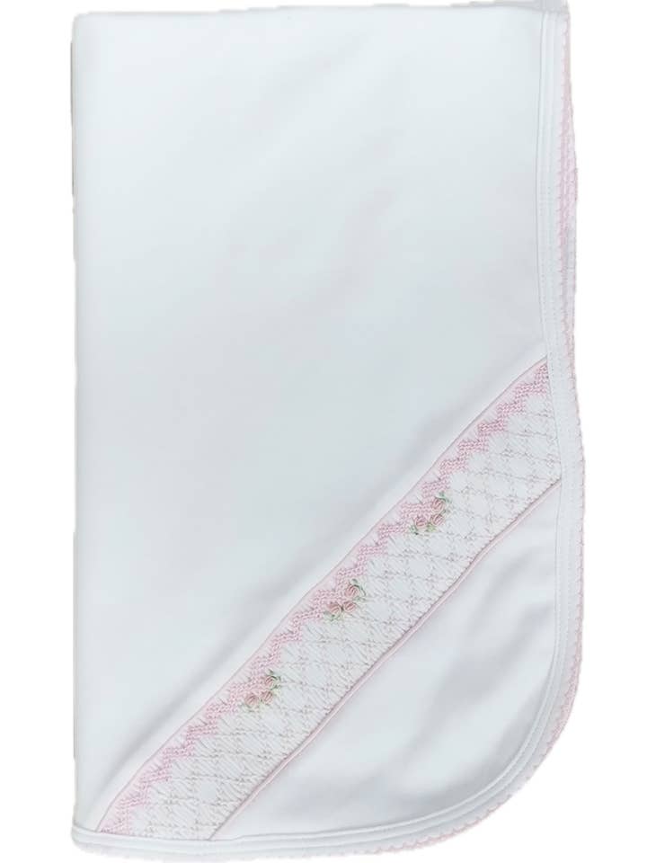 Collection Eden rosebud pink couverture smockée pour bébé fille pour la vente par Baby Threads