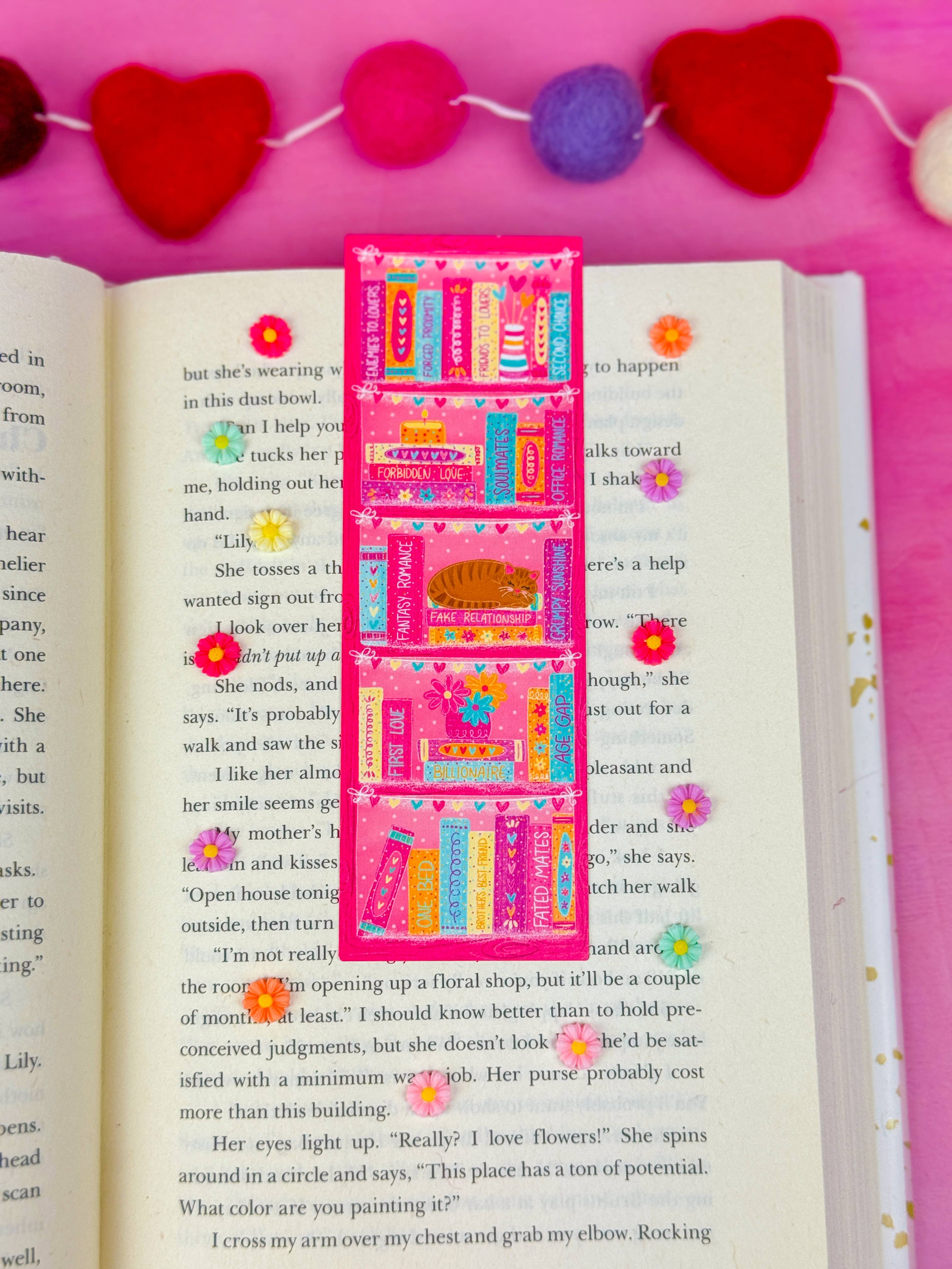 Emily Cromwell Designs – wholesale Bookmark – Romance Tropes Bookshelf Bookmark1