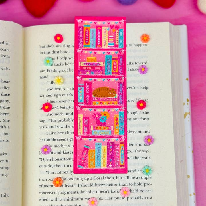 Emily Cromwell Designs - Wholesale Bookmark - Romance Tropes Bookshelf Bookmark1