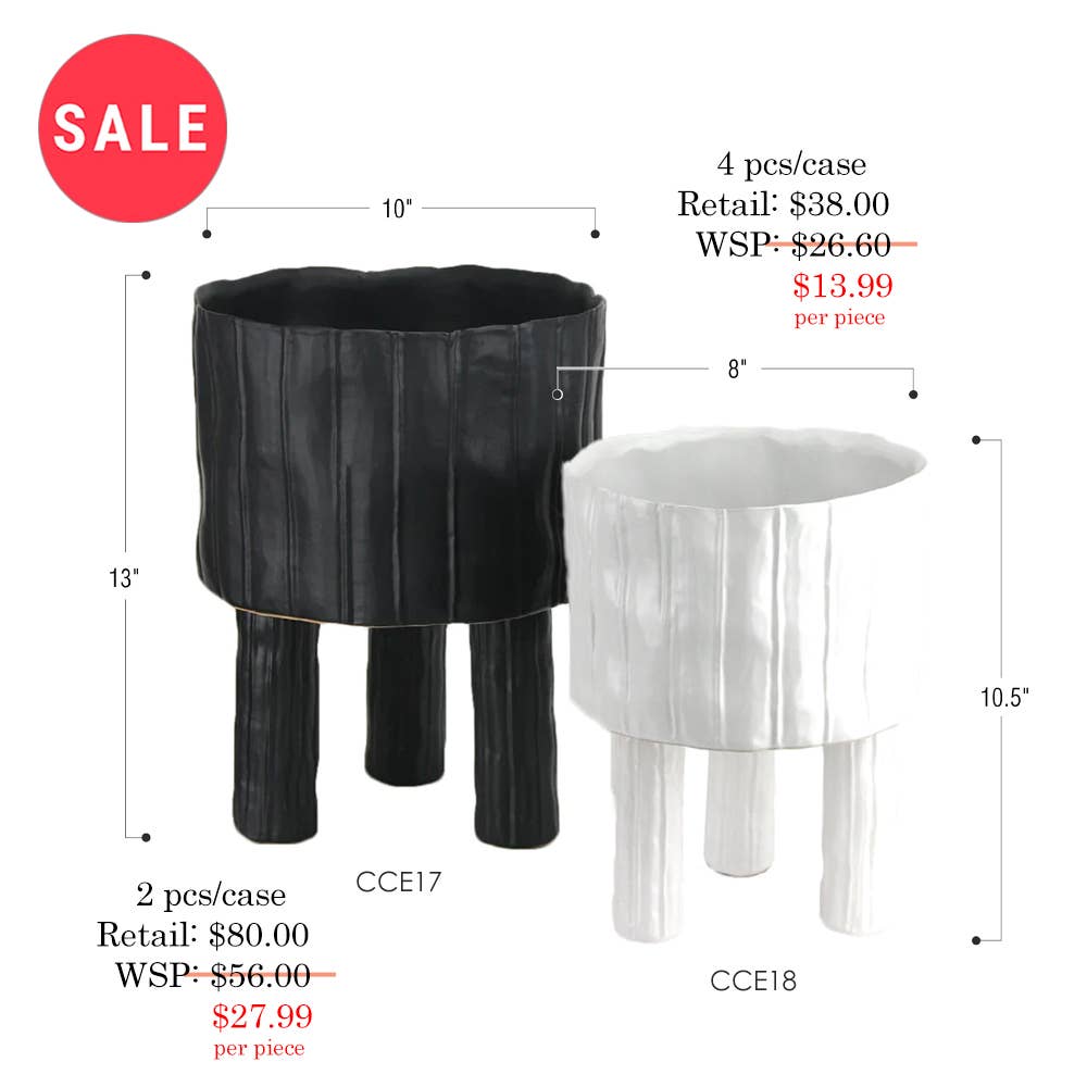 Galore Home - Wholesale Plant Pot - SALE | 8" Top | Capricorn Collection: Ceramic Pot With Legs1