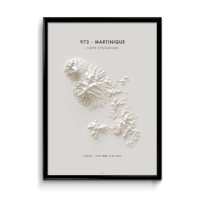 Mappa altimetrica Martinica per la vendita all'ingrosso da parte di Finke