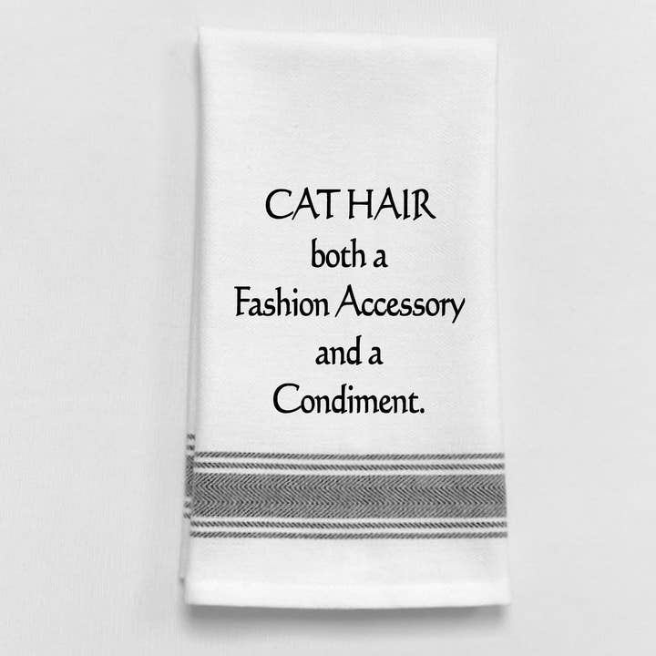BB-C-30 White Kitchen Towel "Cat Hair: A fashion..." for wholesale by Wild Hare Designs