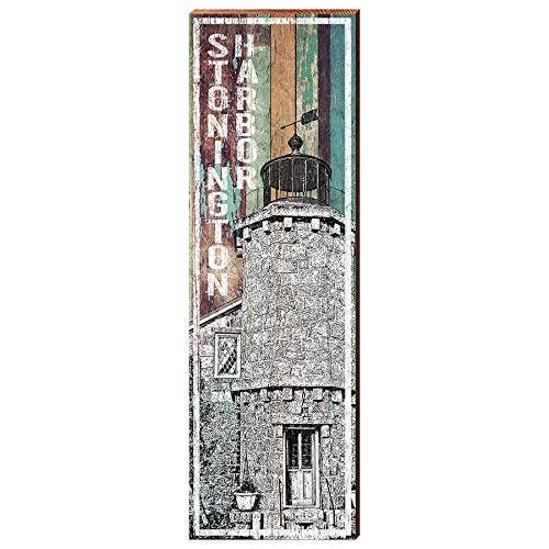 Impresión artística del faro del puerto de Stonington sobre madera auténtica para decoración del hogar para venta al por mayor de Mill Wood Art