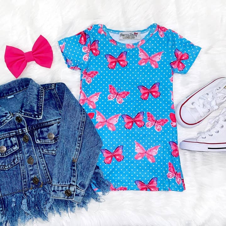 Butterfly Skies Tshirt klänning för wholesale av Honey Beez Boutique