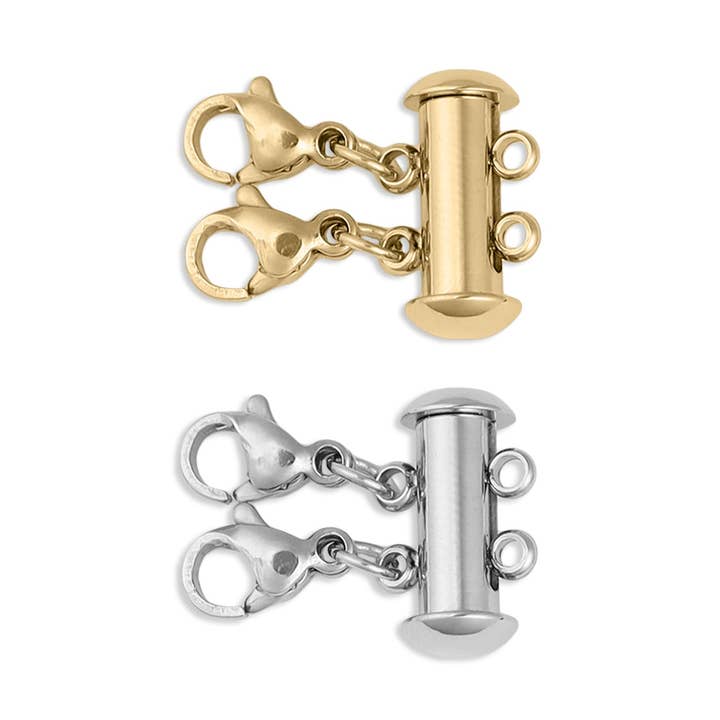 18K Gold PVD Stainless Steel 2 Row Layering Necklace Magnetic Clasp / ENC0028 for wholesale by WJW