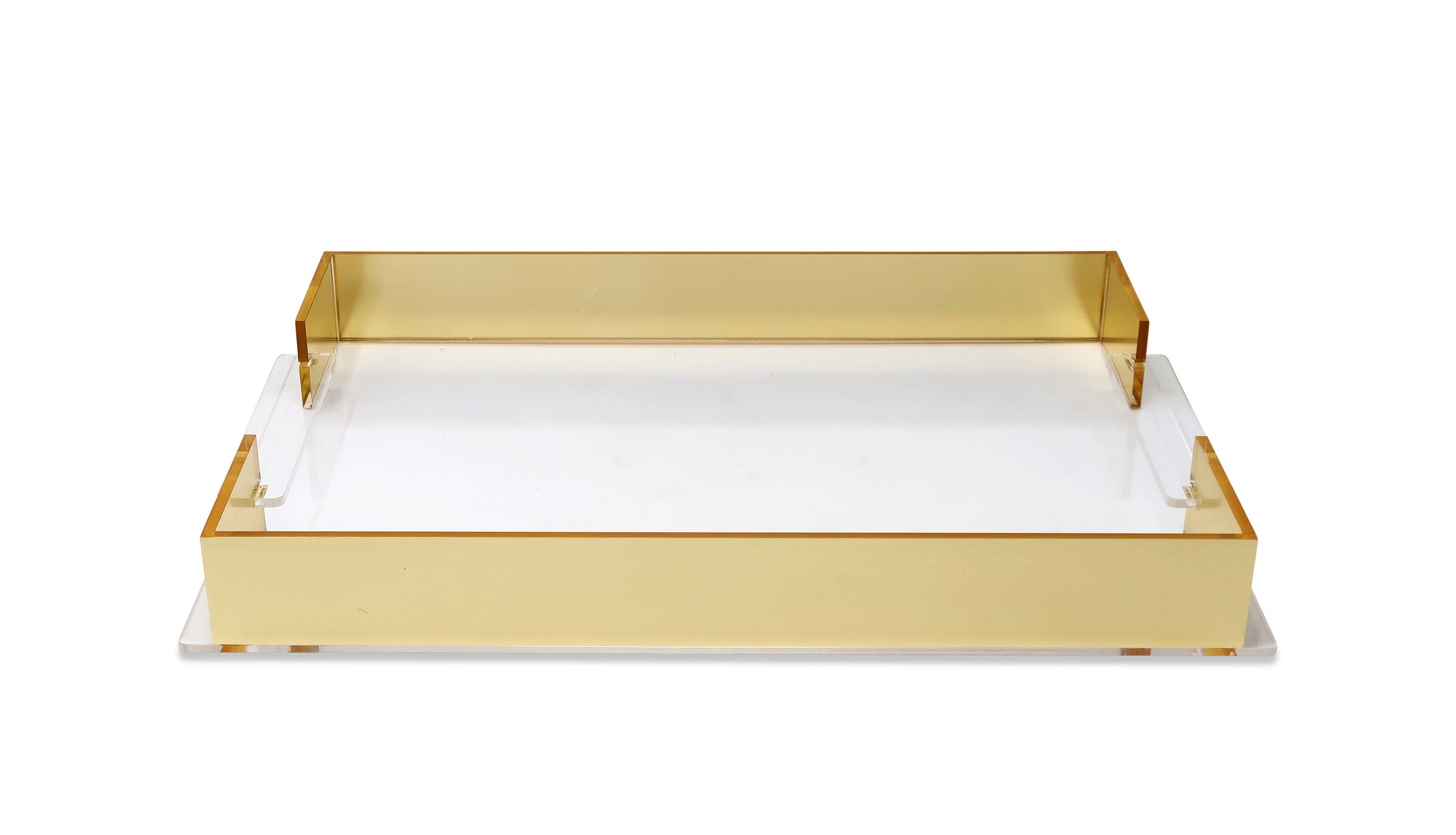 VIVIENCE - Wholesale Decorative Tray - Acrylic Rectangular Tray with Gold Sides, 17.75"L x 11.75"W
0