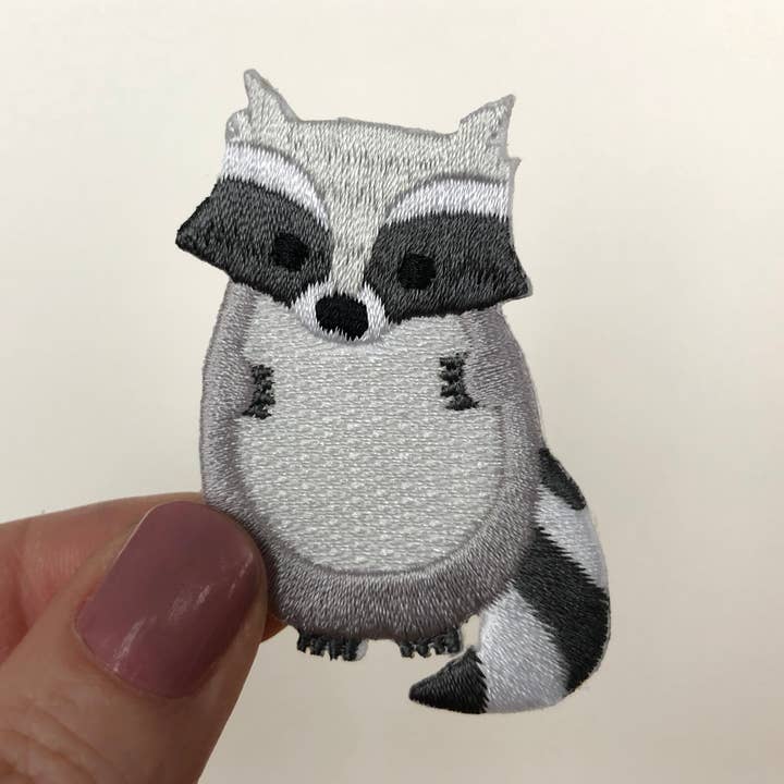Raccoon Embroidered Iron-On Patch for wholesale by Chameleon & Co
