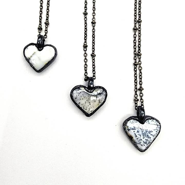 Liten Dendritisk Agathjärta Halsband för wholesale av MergingMetals