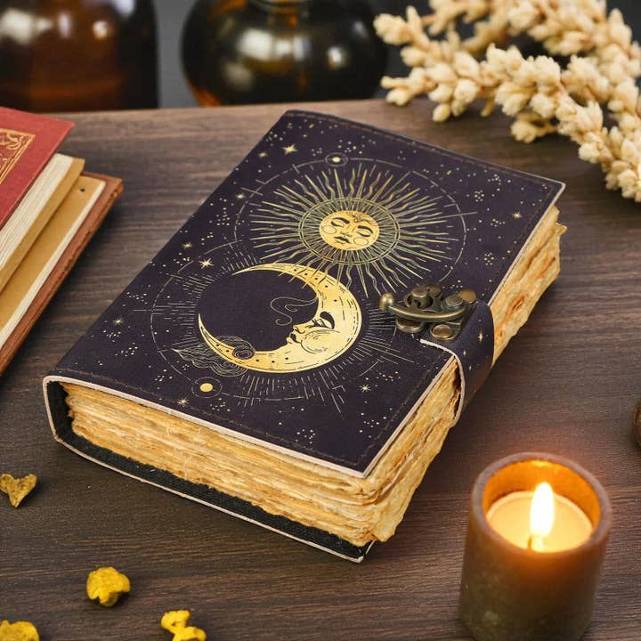 MNM HANDICRAFTS - Wholesale Journal/Diary - Sun Moon Grimoire Journal – Handmade Spell Book of Shadows