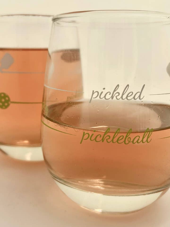 Stemless Wine Glass | Pickleball / Pickled for wholesale by Pourtions Just Right