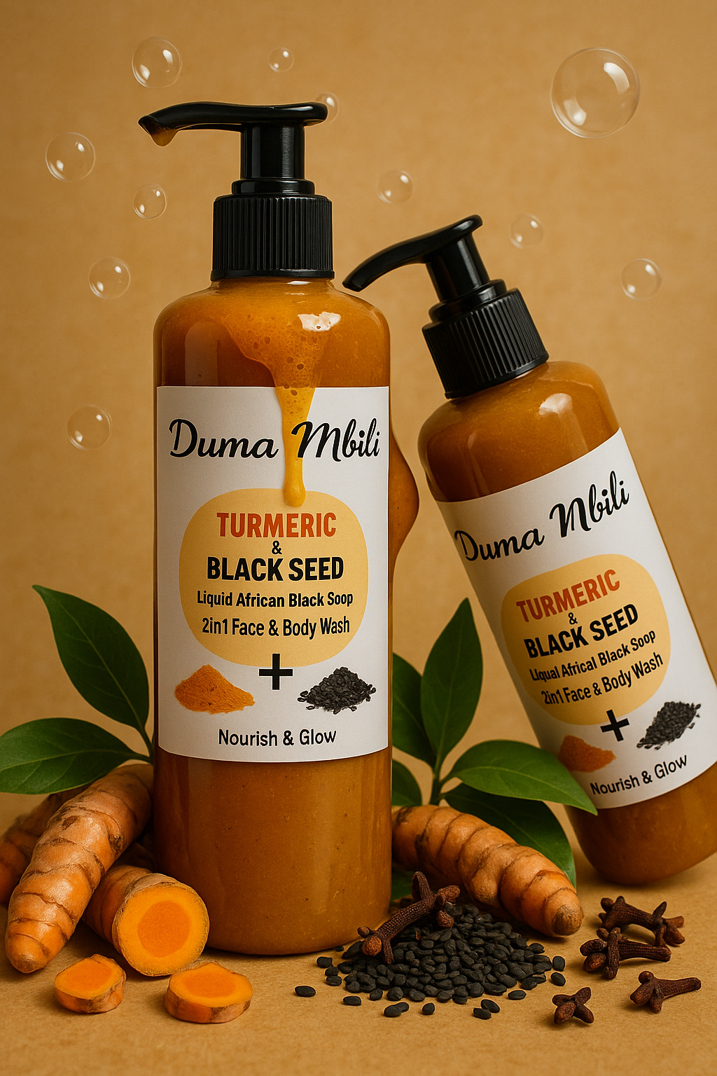 Duma Mbili – wholesale Body wash/shower gel – Turmeric & Black Seed African Black Soap2