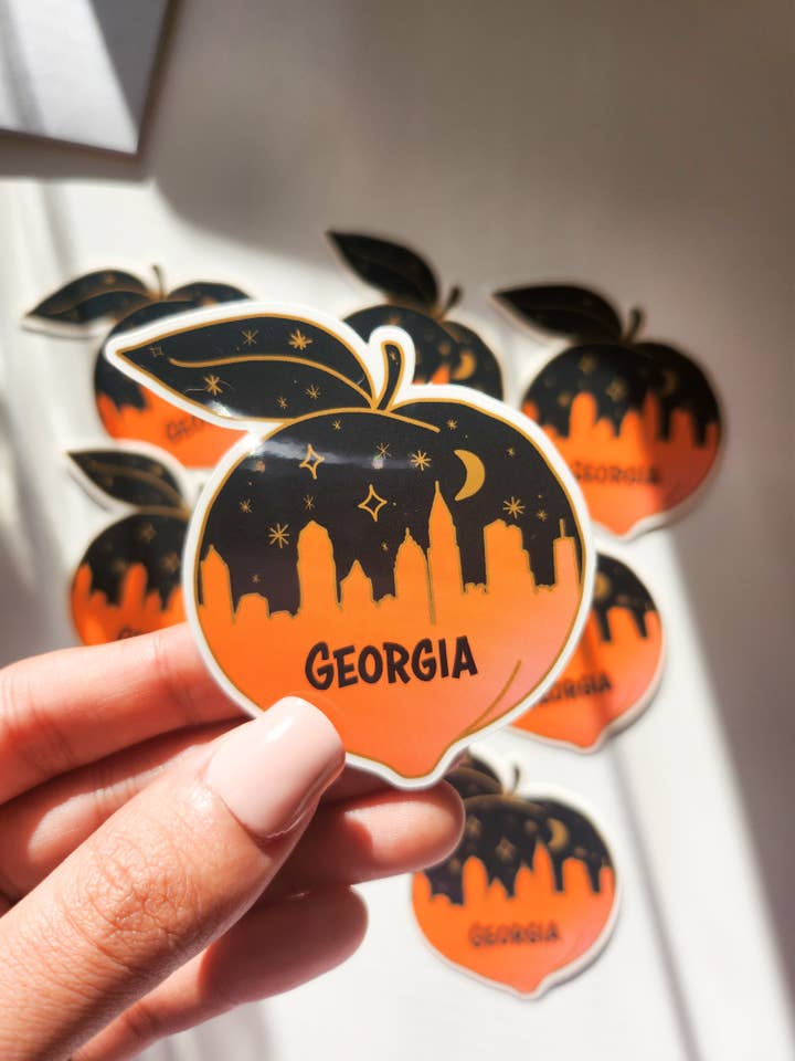 Georgia Skyline Sticker, Vinyl, 2.5 x 2.5in for wholesale by The Gold Ink Press