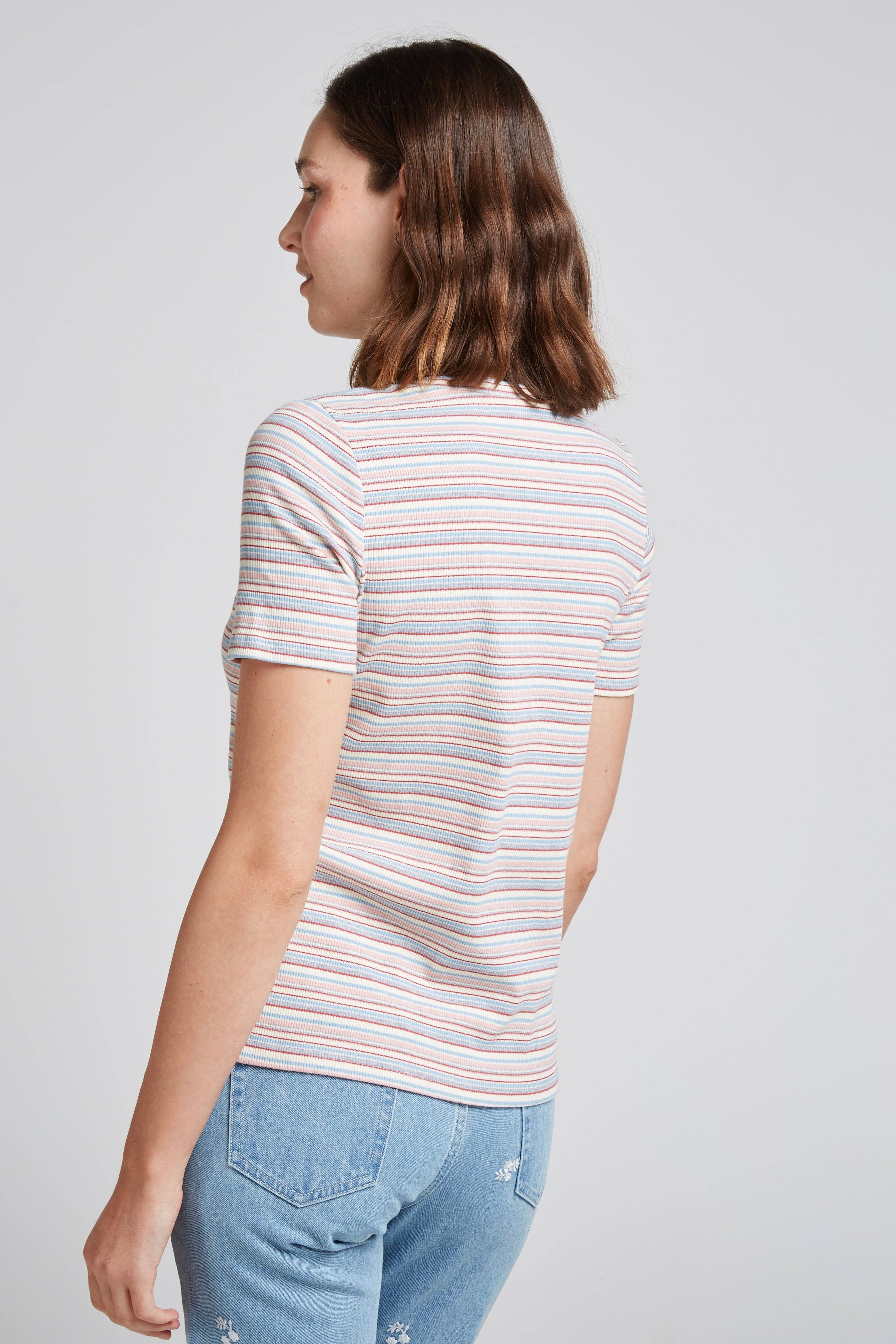 Andy & Lucy – wholesale T-shirt – women's – THEO - Pastel striped T-shirt3
