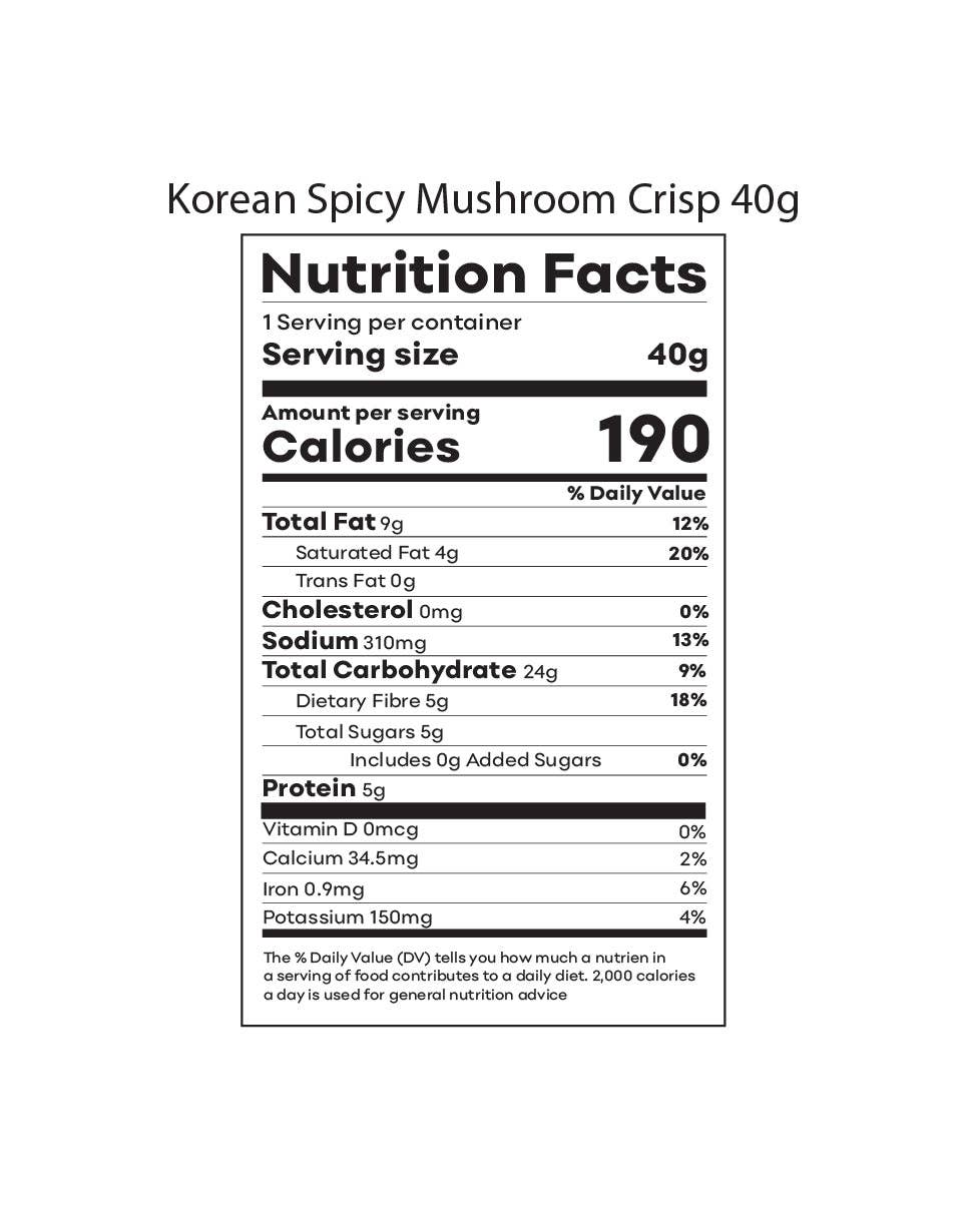 Asian Snacks - Wholesale Chips - MUSHROOM CRISPS - KOREAN SPICY FLAVOR - 40 GRAMS2