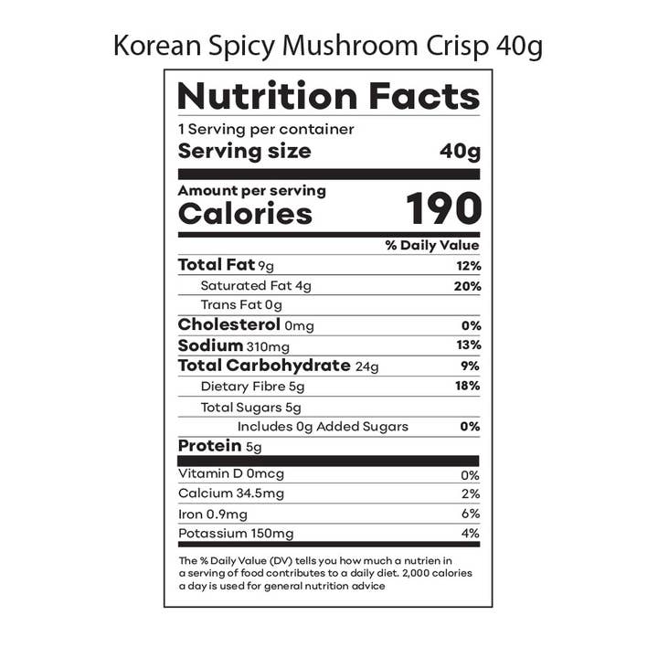Asian Snacks - Wholesale Chips - MUSHROOM CRISPS - KOREAN SPICY FLAVOR - 40 GRAMS2