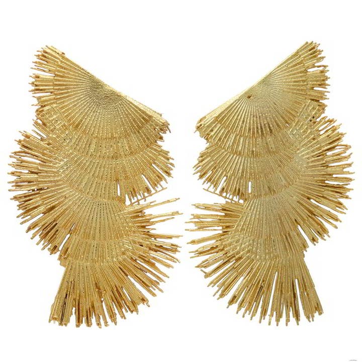 Boucles d'oreilles Polyp en forme de silhouettes de ventilateurs superposés pour la vente par ACUS