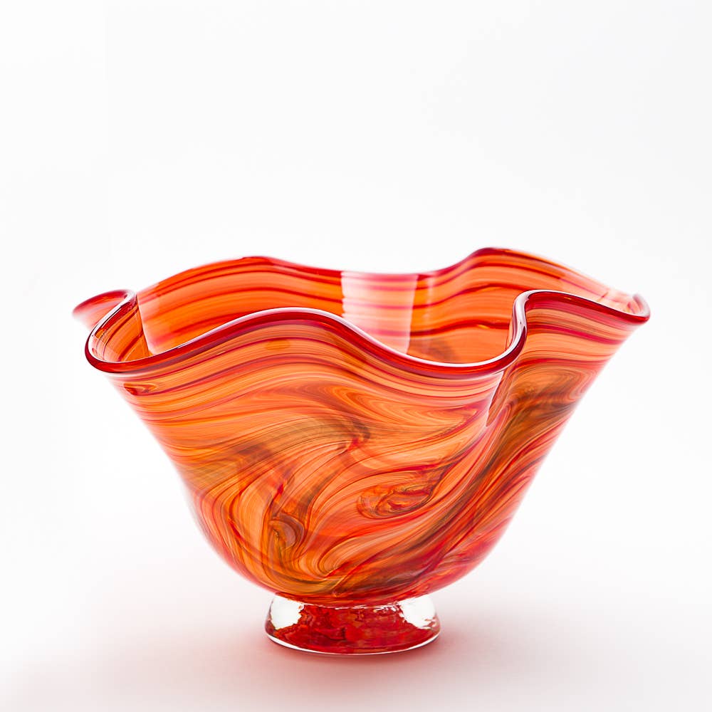 Slow Burn Glass Studio LLC - Wholesale Vaas - Handgeblazen glazen kom of vaas met ruches8