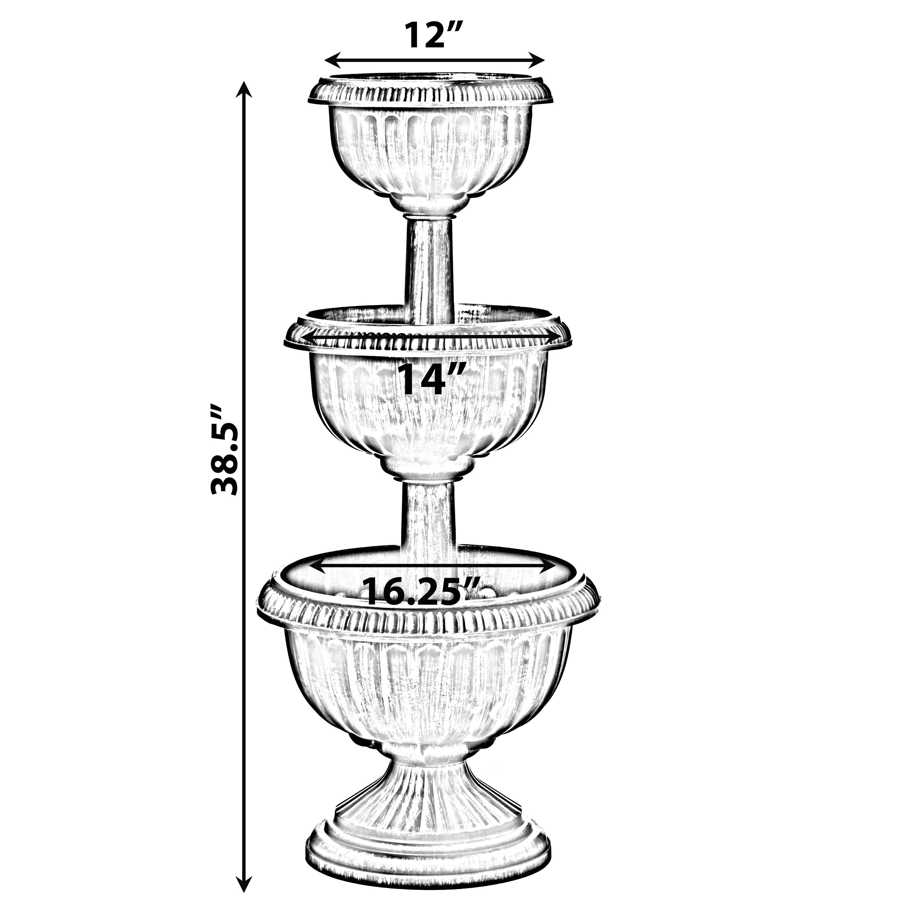 Quickway Imports - Wholesale Plant Pot - Outdoor Garden Triple Stacked Flower Bowl Urn Tier Planter D5