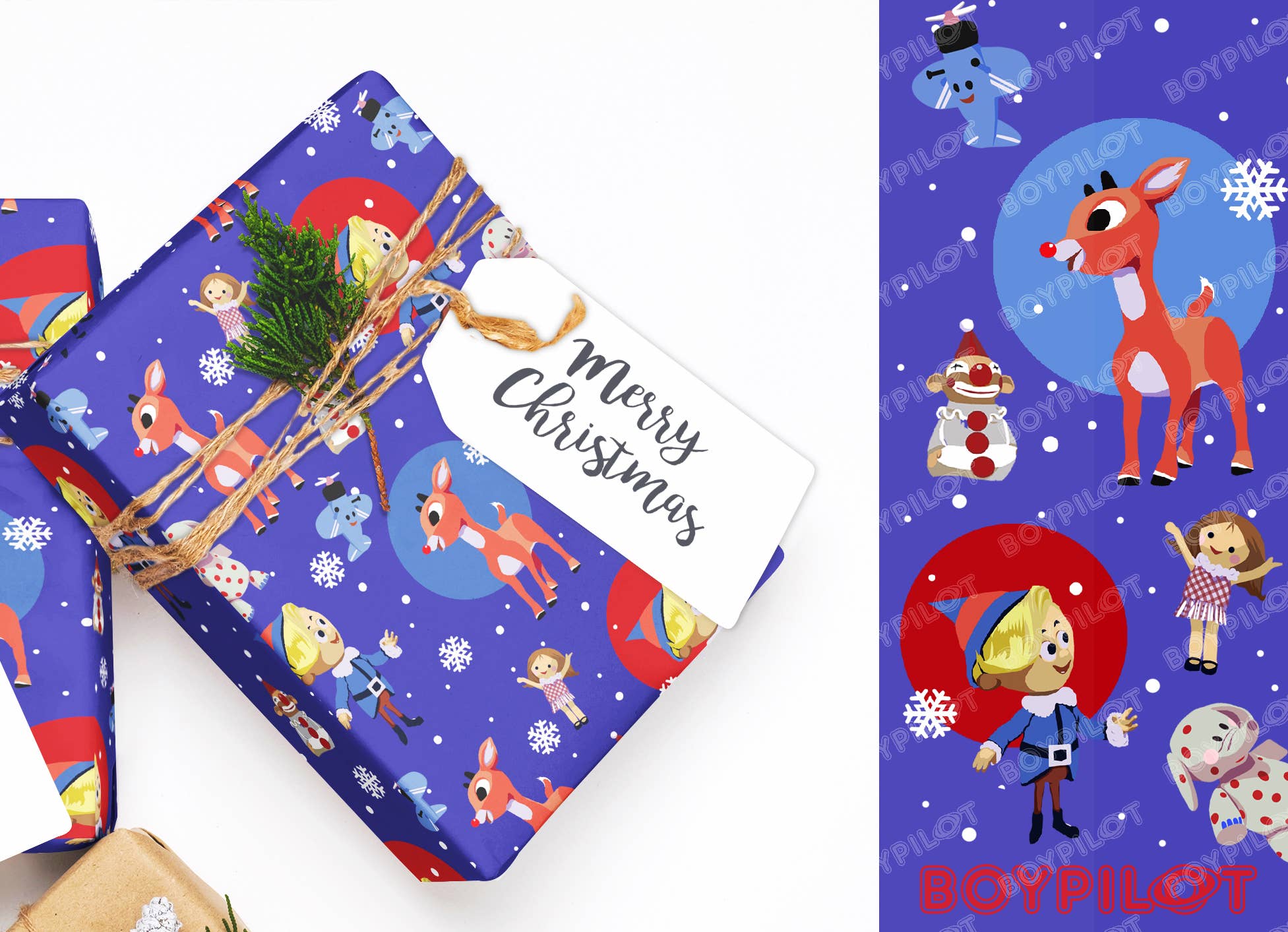 BoyPilot Goods - Wholesale Wrapping Paper Roll - Rudolph Wrapping Paper - Flat Pack Christmas Gift Wrap1